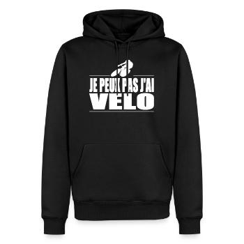 Je peux pas j'ai vélo - Sweat à capuche Premium bio Homme - noir - Devant - Nico (187cm)