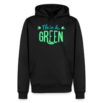 Think green! Denke grün! Umweltfreundlich Ökologie - Männer Premium Bio Hoodie - Schwarz - Vorne - Nico (187cm)