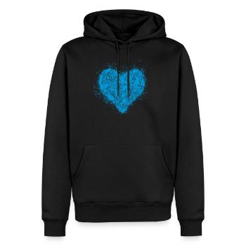 Coeur bleu vintage <3 - Sweat à capuche Premium bio Homme - noir - Devant - Nico (187cm)