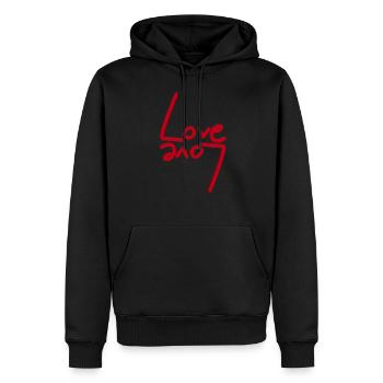 L'amour - Sweat à capuche Premium bio Homme - noir - Devant - Nico (187cm)