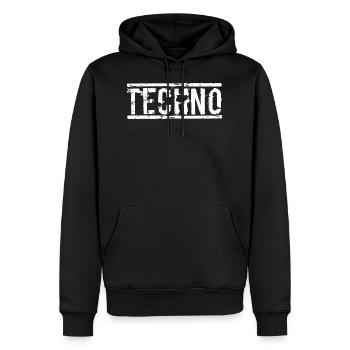 Techno - Sweat à capuche Premium bio Homme - noir - Devant - Nico (187cm)
