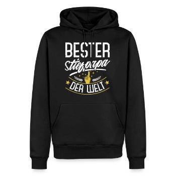 Bester Stiefpapa der Welt - Männer Premium Bio Hoodie - Schwarz - Vorne - Nico (187cm)