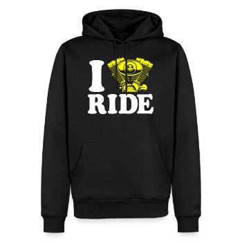 biker - Sweat à capuche Premium bio Homme - noir - Devant - Nico (187cm)
