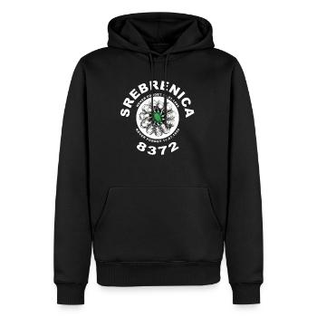 En mémoire de Srebrenica - Sweat à capuche Premium bio Homme - noir - Devant - Nico (187cm)