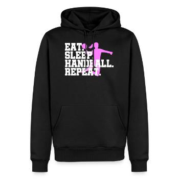 Eat Sleep Handball Handballerin Repeat - Männer Premium Bio Hoodie - Schwarz - Vorne - Nico (187cm)
