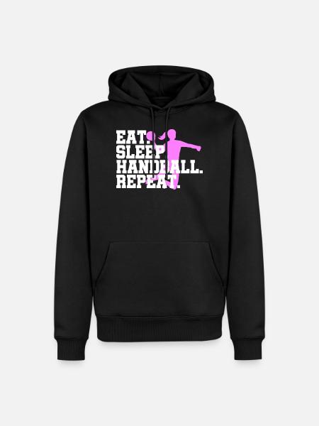 Eat Sleep Handball Handballerin Repeat - Männer Premium Bio Hoodie - Schwarz