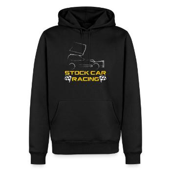 BRISCA Stock Car Rennwagen mit Zielflaggen - Männer Premium Bio Hoodie - Schwarz - Vorne - Nico (187cm)