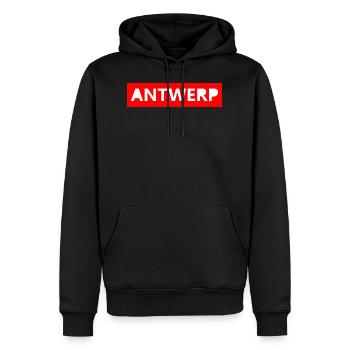 Antwerpen Rot - Männer Premium Bio Hoodie - Schwarz - Vorne - Nico (187cm)