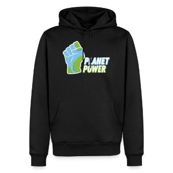 PLANET POWER - Männer Premium Bio Hoodie - Schwarz - Vorne - Nico (187cm)