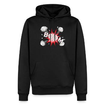 Comic Boom - Männer Premium Bio Hoodie - Schwarz - Vorne - Nico (187cm)