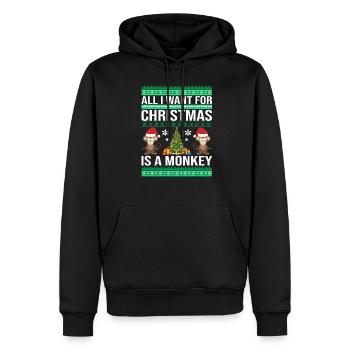 Noël laid - Sweat à capuche Premium bio Homme - noir - Devant - Nico (187cm)
