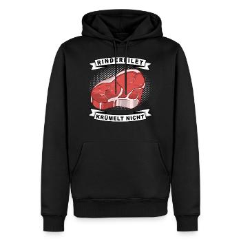 Rinderfilet krümelt nicht Spruch - Männer Premium Bio Hoodie - Schwarz - Vorne - Nico (187cm)