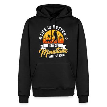 Life in the mountains with a Dog Berge Hund Zelten - Männer Premium Bio Hoodie - Schwarz - Vorne - Nico (187cm)