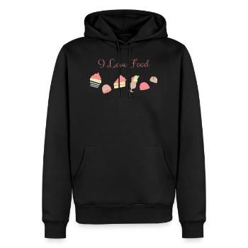 J'aime la nourriture en anglais - Sweat à capuche Premium bio Homme - noir - Devant - Nico (187cm)