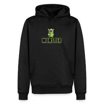 MONSTER - Männer Premium Bio Hoodie - Schwarz - Vorne - Nico (187cm)