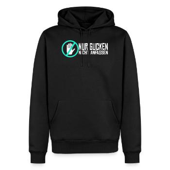 Nicht anfassen Do not Touch Spruch Icon Symbol - Männer Premium Bio Hoodie - Schwarz - Vorne - Nico (187cm)