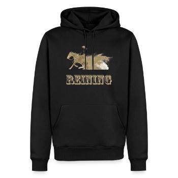 reining - Sweat à capuche Premium bio Homme - noir - Devant - Nico (187cm)