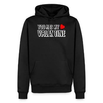 Tu es mon valentin - Sweat à capuche Premium bio Homme - noir - Devant - Nico (187cm)