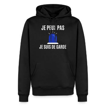 Je peux pas je suis de garde - Sweat à capuche Premium bio Homme - noir - Devant - Nico (187cm)