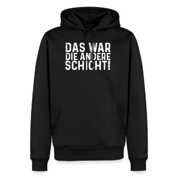 das war die andere schicht - Männer Premium Bio Hoodie - Schwarz - Vorne - Nico (187cm)