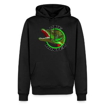 Hechtjäger - Männer Premium Bio Hoodie - Schwarz - Vorne - Nico (187cm)