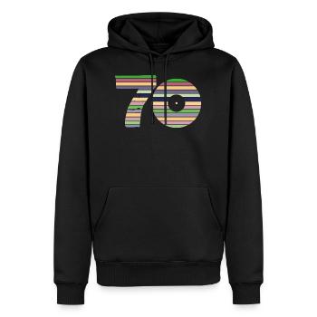 70 ème années 70 - Sweat à capuche Premium bio Homme - noir - Devant - Nico (187cm)