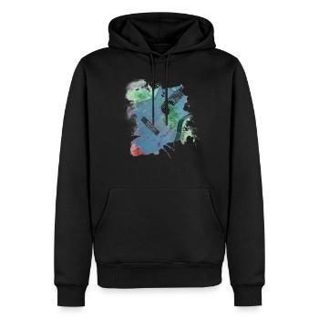 guitares guitares - Sweat à capuche Premium bio Homme - noir - Devant - Nico (187cm)