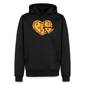 Pizza Herz - Männer Premium Bio Hoodie - Schwarz - Vorne - Nico (187cm)