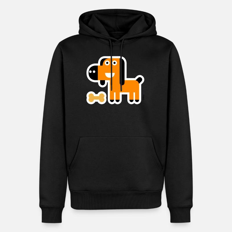 Chien orange avec os - Sweat à capuche Premium bio Homme - noir