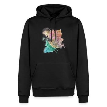 Horn - Männer Premium Bio Hoodie - Schwarz - Vorne - Nico (187cm)