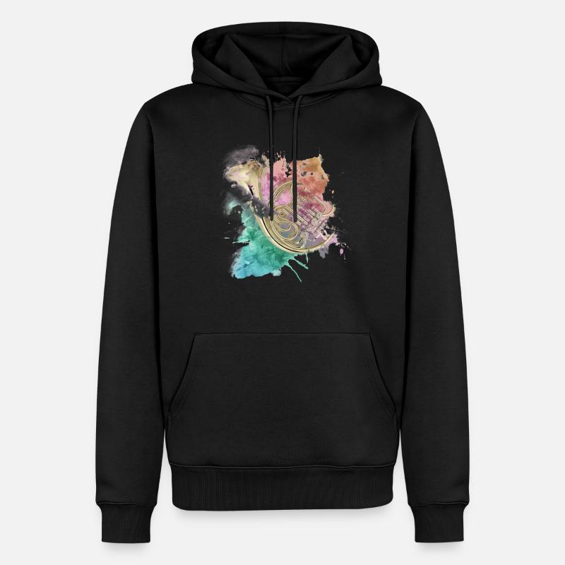 corne - Sweat à capuche Premium bio Homme - noir