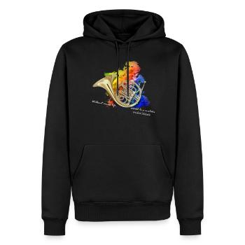 bugle - Men’s Premium Organic Hoodie - black - Front - Nico (187cm)