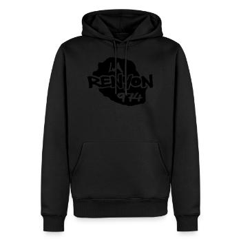 LA RENYON 974 - Männer Premium Bio Hoodie - Schwarz - Vorne - Nico (187cm)
