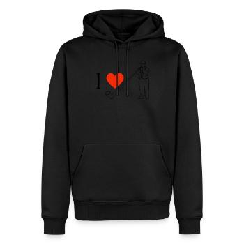 J'aime cor des Alpes - Sweat à capuche Premium bio Homme - noir - Devant - Nico (187cm)