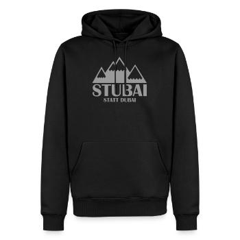 Stubai(tal) statt Dubai - Skifahren Berge Winter - Männer Premium Bio Hoodie - Schwarz - Vorne - Nico (187cm)