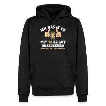 Ich hasse es mit 70 so gut auszusehen - Männer Premium Bio Hoodie - Schwarz - Vorne - Nico (187cm)