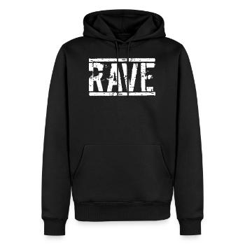 Rave techno - Sweat à capuche Premium bio Homme - noir - Devant - Nico (187cm)