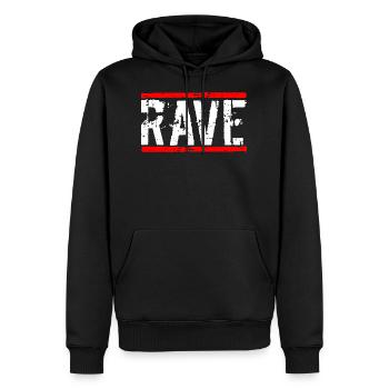 Rave techno - Sweat à capuche Premium bio Homme - noir - Devant - Nico (187cm)
