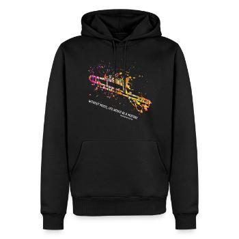 trompette - Sweat à capuche Premium bio Homme - noir - Devant - Nico (187cm)