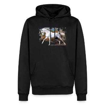 cheval - Sweat à capuche Premium bio Homme - noir - Devant - Nico (187cm)