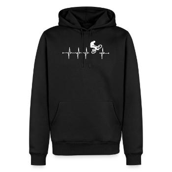 Downhill Heartbeat Gift - Men’s Premium Organic Hoodie - black - Front - Nico (187cm)