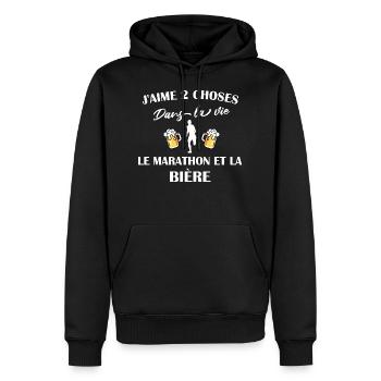J'aime 2 choses le marathon et la bière t-shirt - Sweat à capuche Premium bio Homme - noir - Devant - Nico (187cm)