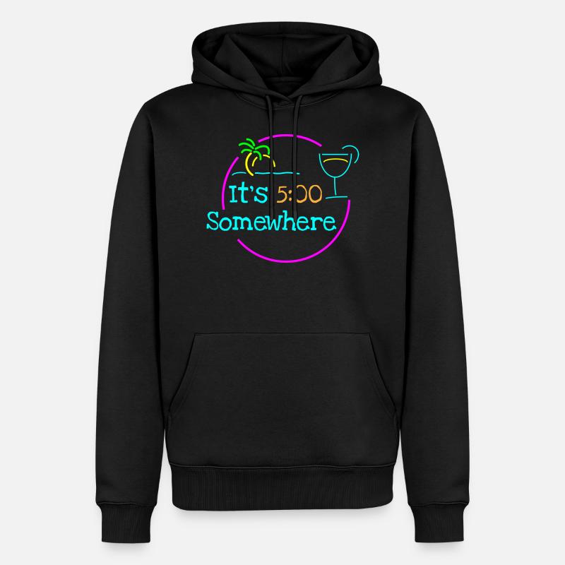 5 Uhr - Männer Premium Bio Hoodie - Schwarz