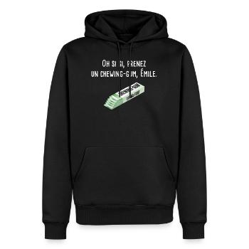 Prenez un chewing-gum Emile la cité de la peur - Sweat à capuche Premium bio Homme - noir - Devant - Nico (187cm)
