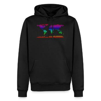 Carte du monde mappemonde grille rectangles arc en ciel - Sweat à capuche Premium bio Homme - noir - Devant - Nico (187cm)