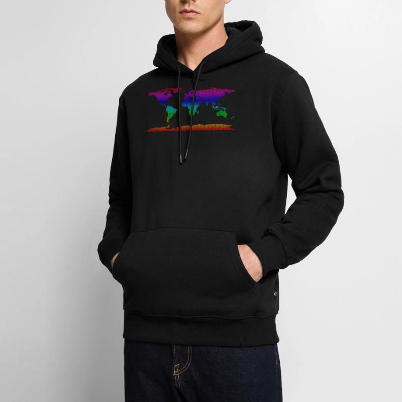 World map worldmap grid rectangles rainbow Men’s Premium Organic Hoodie