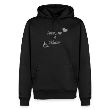 Peace, Love & Inklusion - Männer Premium Bio Hoodie - Schwarz - Vorne - Nico (187cm)