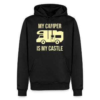 Camping-car, camping, camping-car - Sweat à capuche Premium bio Homme - noir - Devant - Nico (187cm)