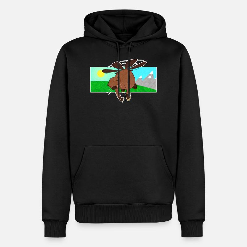 Flying Beaver - Männer Premium Bio Hoodie - Schwarz