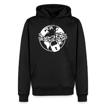 Lock down - Männer Premium Bio Hoodie - Schwarz - Vorne - Nico (187cm)